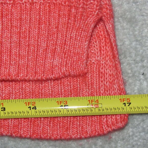 Candace Cameron Bure Sz XXXS Coral Orange Step Hem Long Sleeve Turtleneck Cowl - Picture 11 of 14